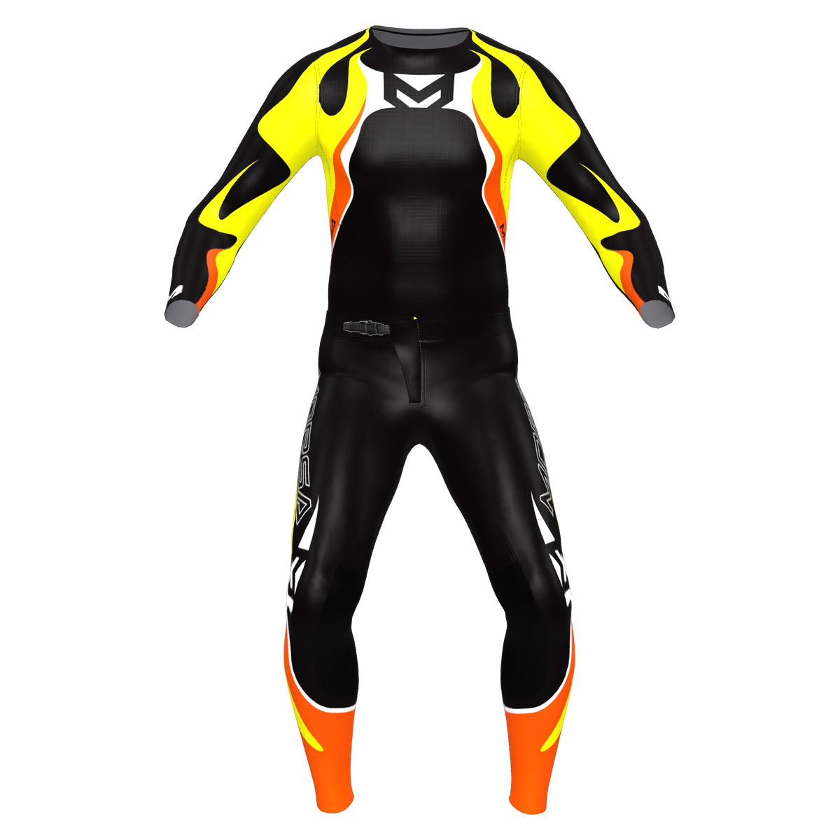 PHNX Flame motocross jersey and pants in black, front view