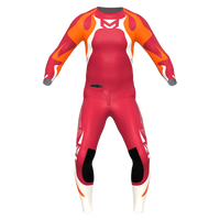 PHNX Ruby motocross jersey and pants in deep red, front view