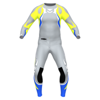 PHNX Volt motocross jersey and pants in grey and fluo yellow, front view